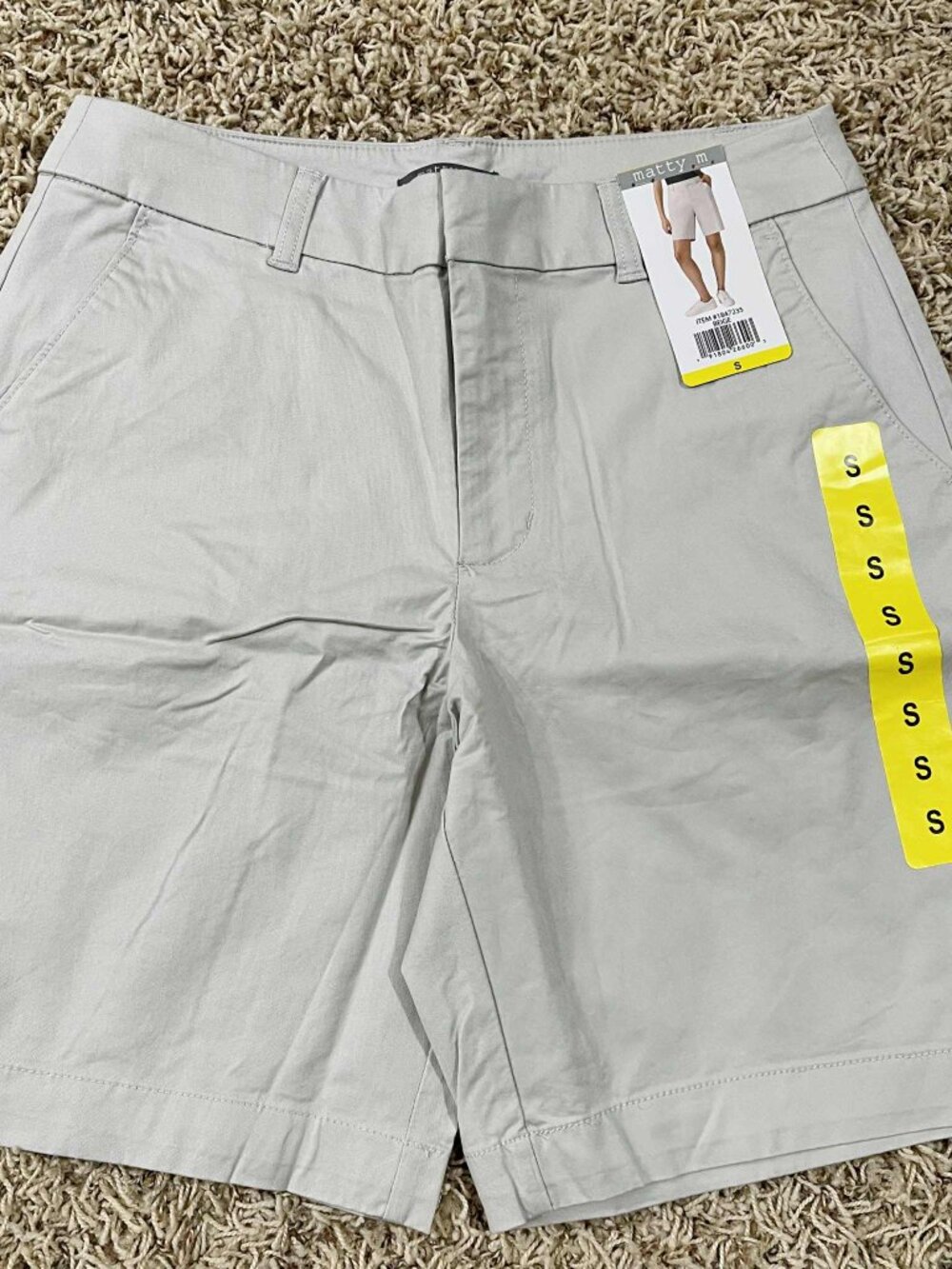 Matty M Women’s Bermuda Shorts with Pockets Beige, Size Small (New)